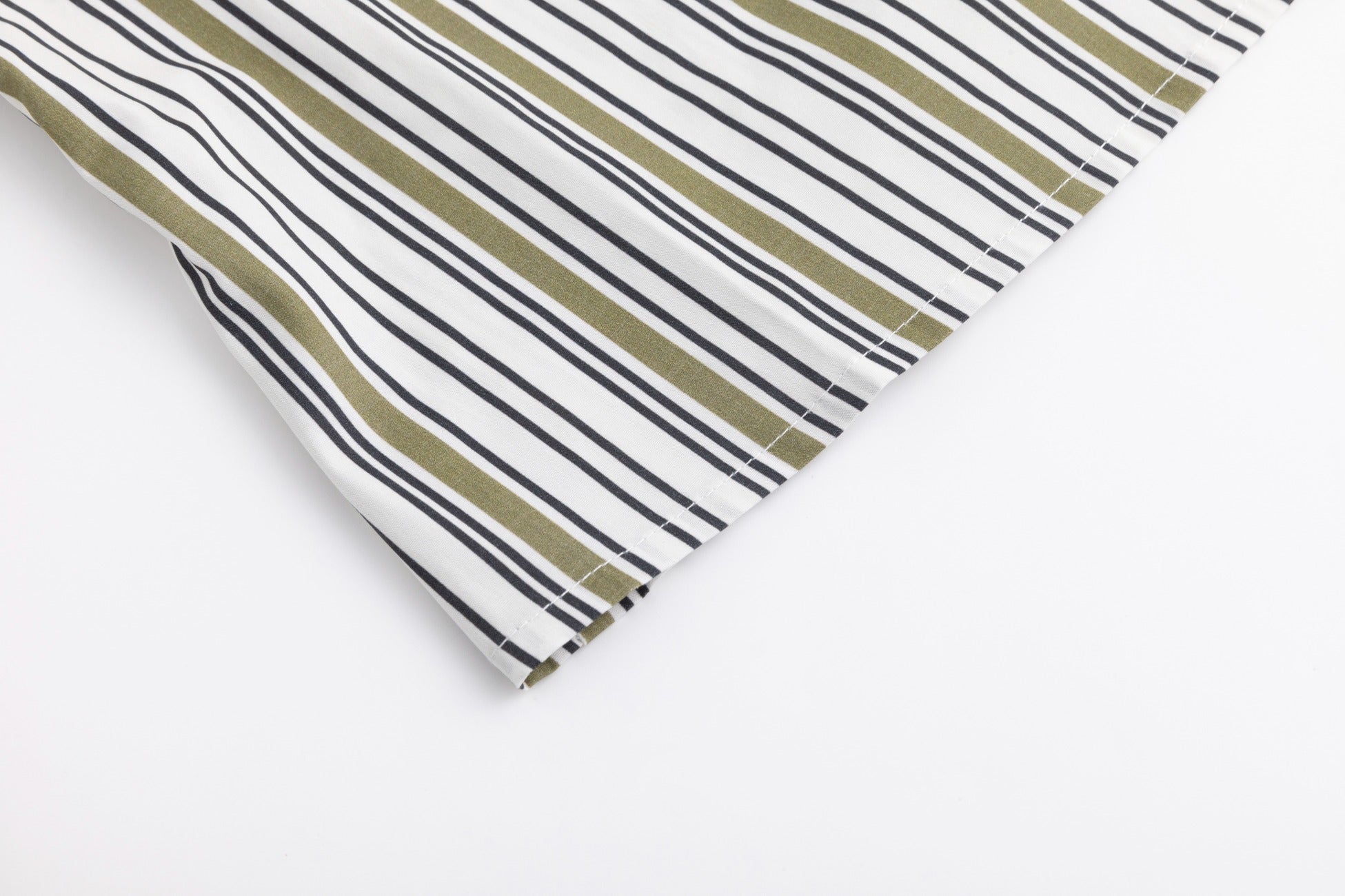 Solid Collar Striped Blouse - Green Moss