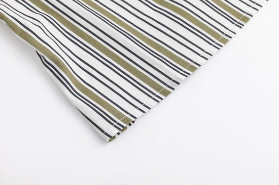 Solid Collar Striped Blouse - Green Moss
