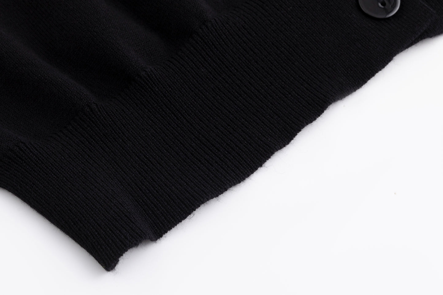 Knit Cardigan With Collar And Flower Buttons - Black