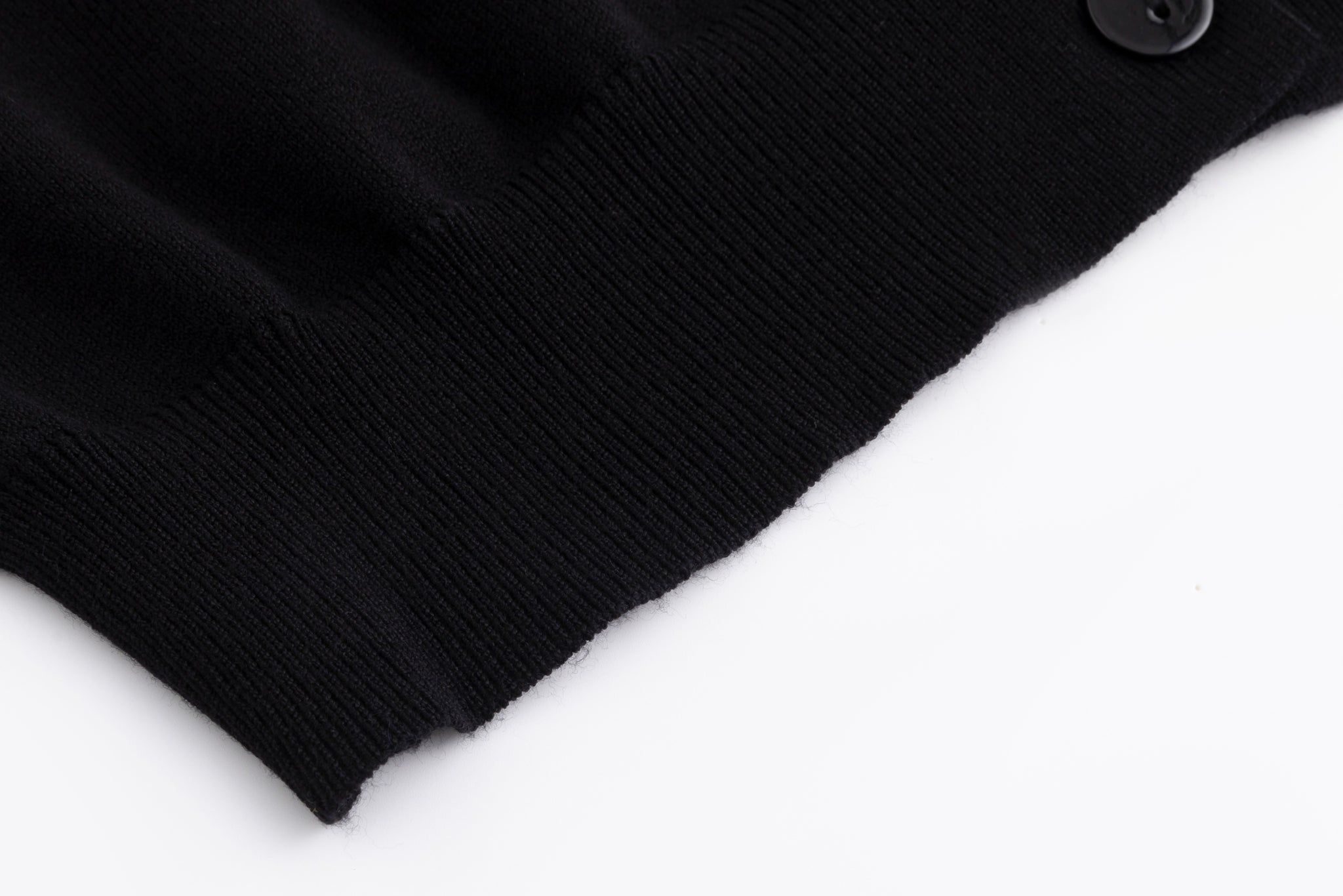 Knit Cardigan With Collar And Flower Buttons - Black
