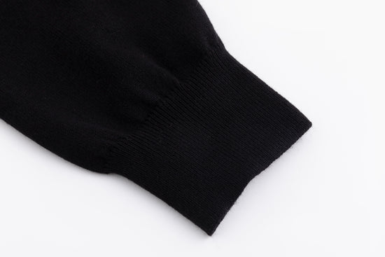 Knit Cardigan With Collar And Flower Buttons - Black