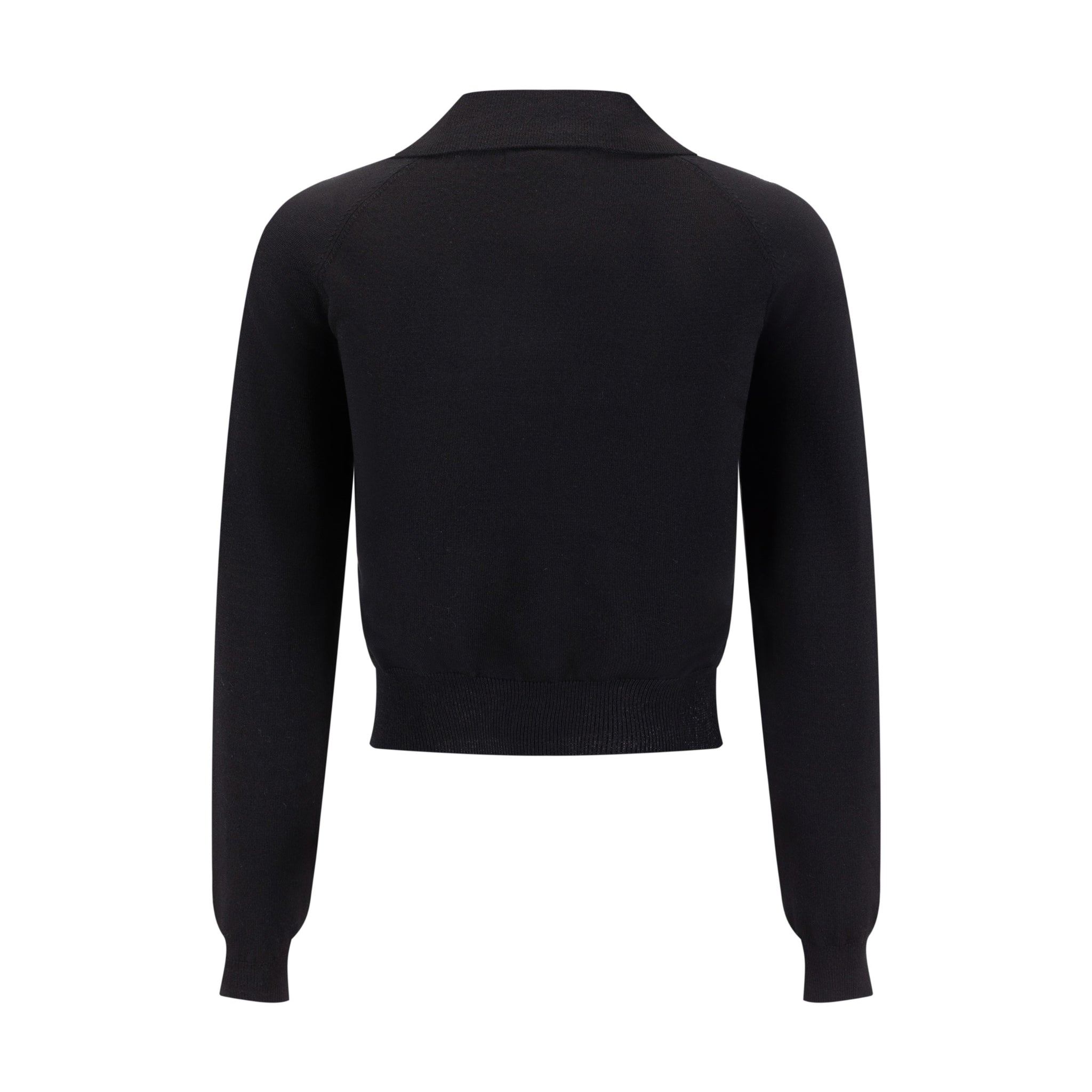 Knit Cardigan With Collar And Flower Buttons - Black