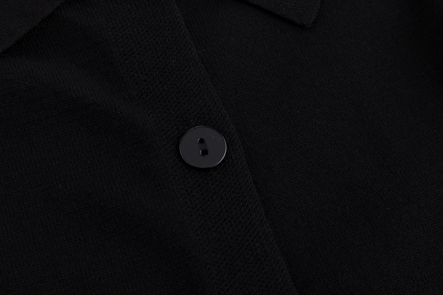 Knit Cardigan With Collar And Flower Buttons - Black
