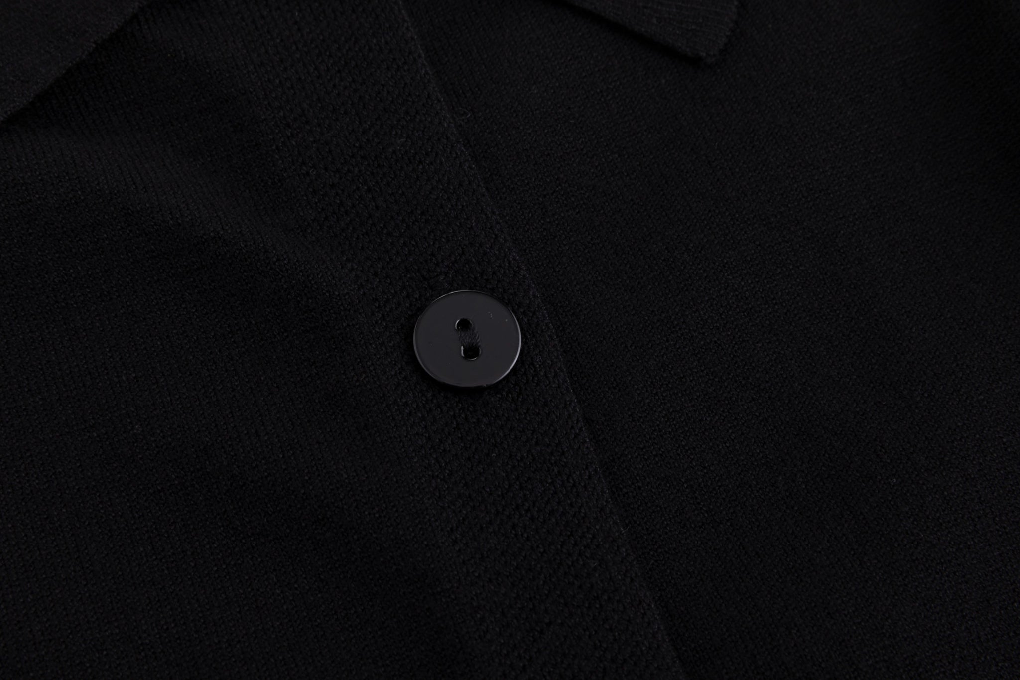 Knit Cardigan With Collar And Flower Buttons - Black