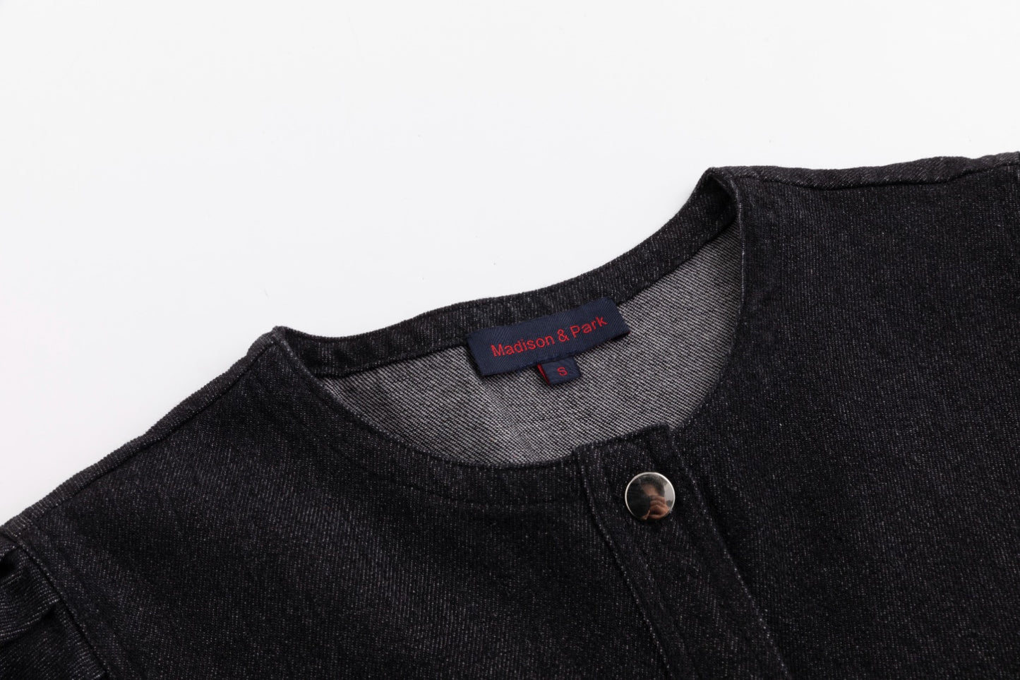 Lantern 3/4 Sleeve Denim Dress - Black