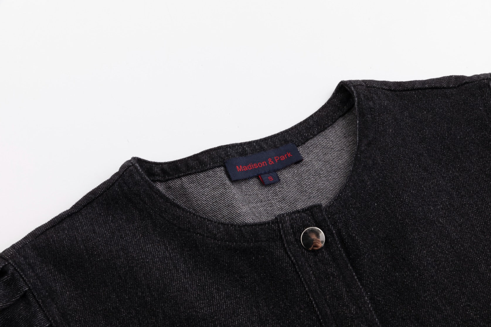 Lantern 3/4 Sleeve Denim Dress - Black