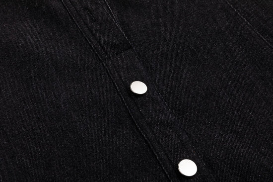 Lantern 3/4 Sleeve Denim Dress - Black