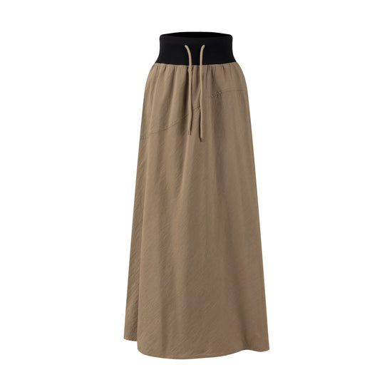 High Waistband Drawstring Skirt - Fawn