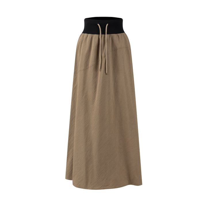 High Waistband Drawstring Skirt - Fawn