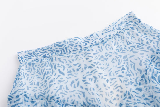 Blue And White Printed Layered Skirt