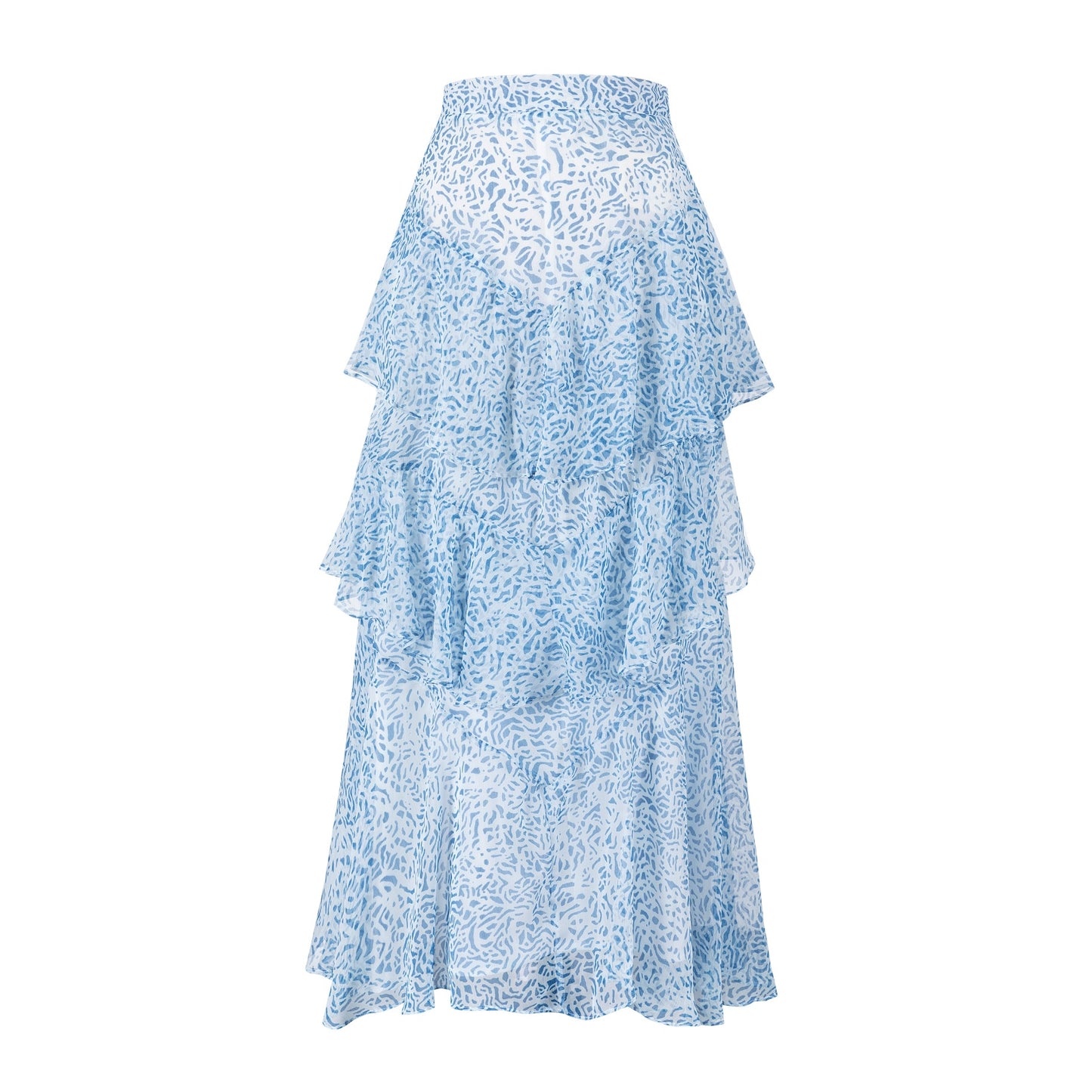 Blue And White Printed Layered Skirt