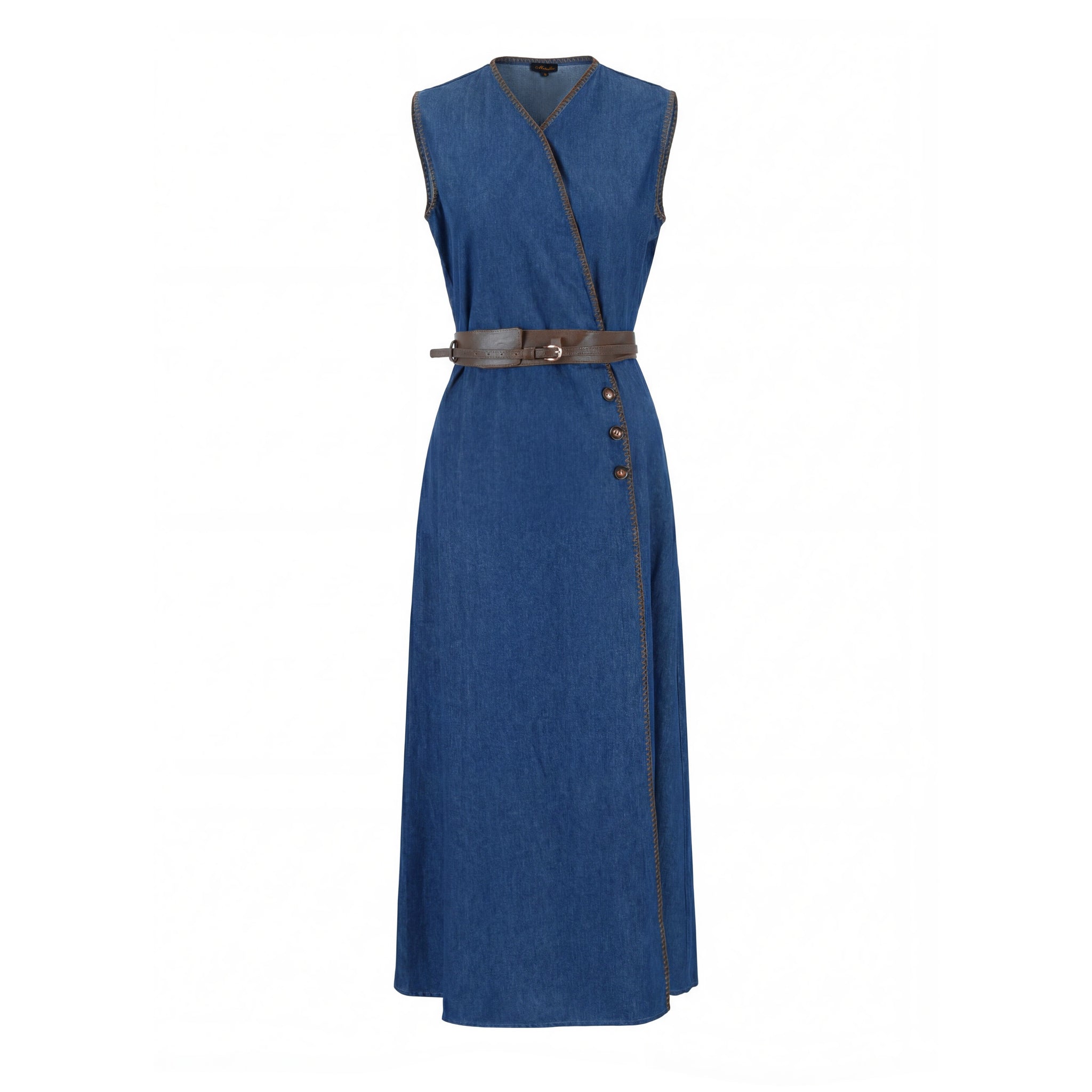 Denim Jumper With Tan Topstitching