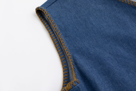 Denim Jumper With Tan Topstitching