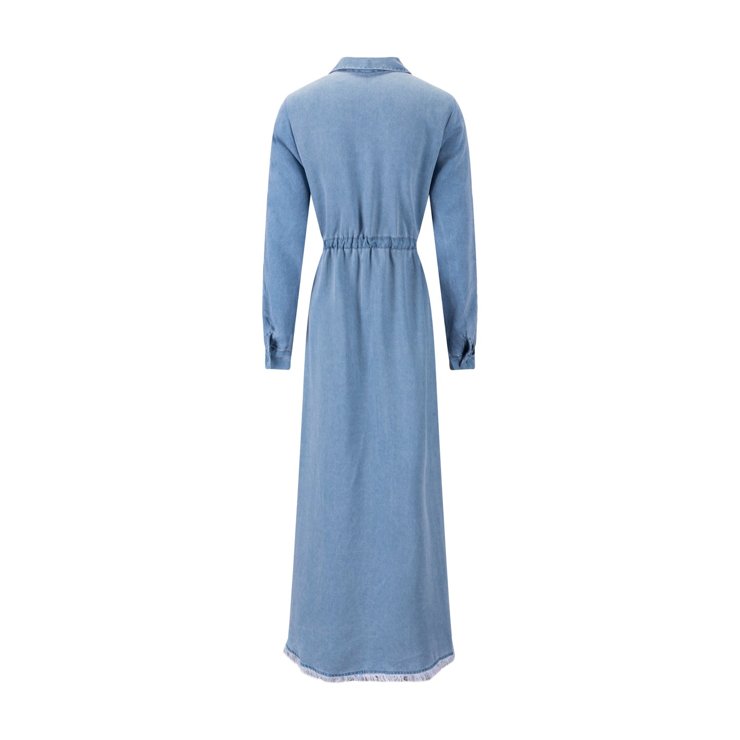 Drawstring Denim Dress - Blue