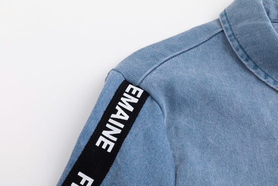 Drawstring Denim Dress - Blue