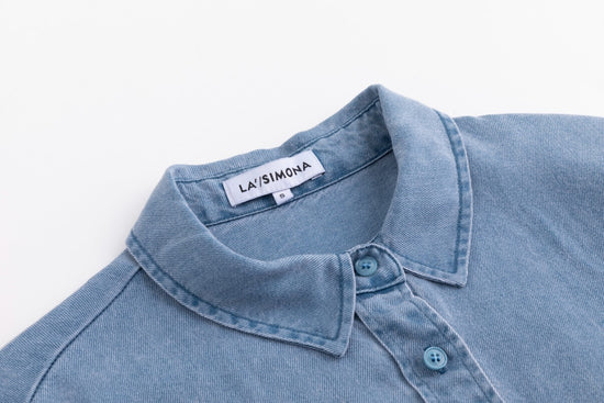 Drawstring Denim Dress - Blue