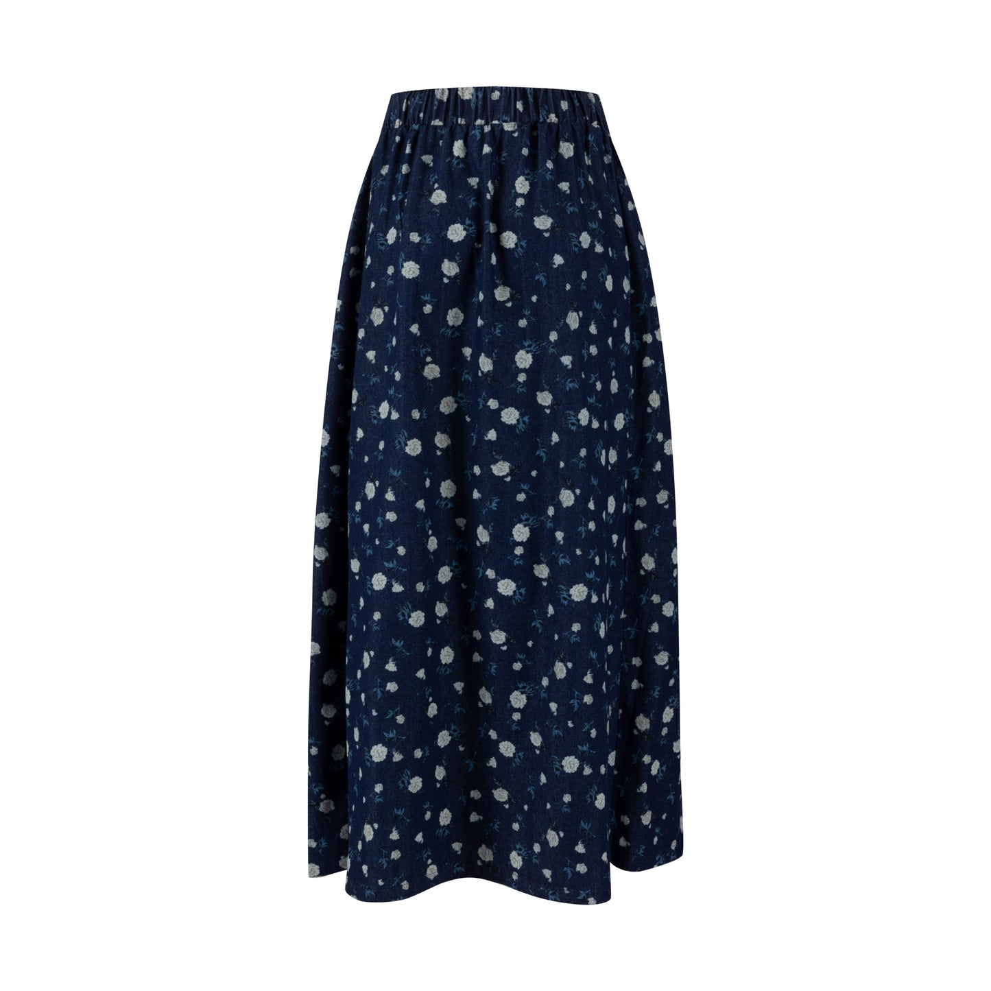 Navy Skirt With Ivory Floral Print
