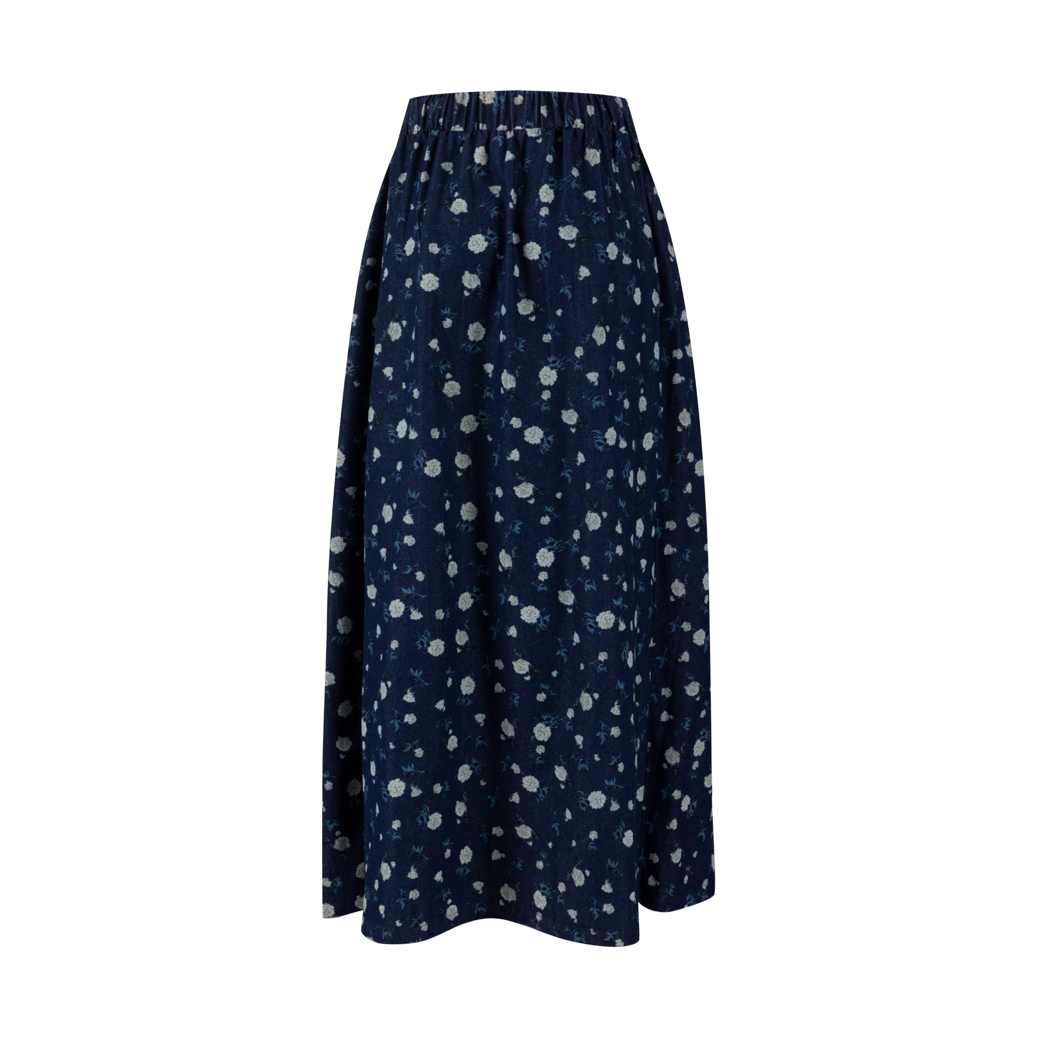 Navy Skirt With Ivory Floral Print