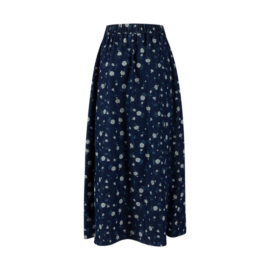 Navy Skirt With Ivory Floral Print