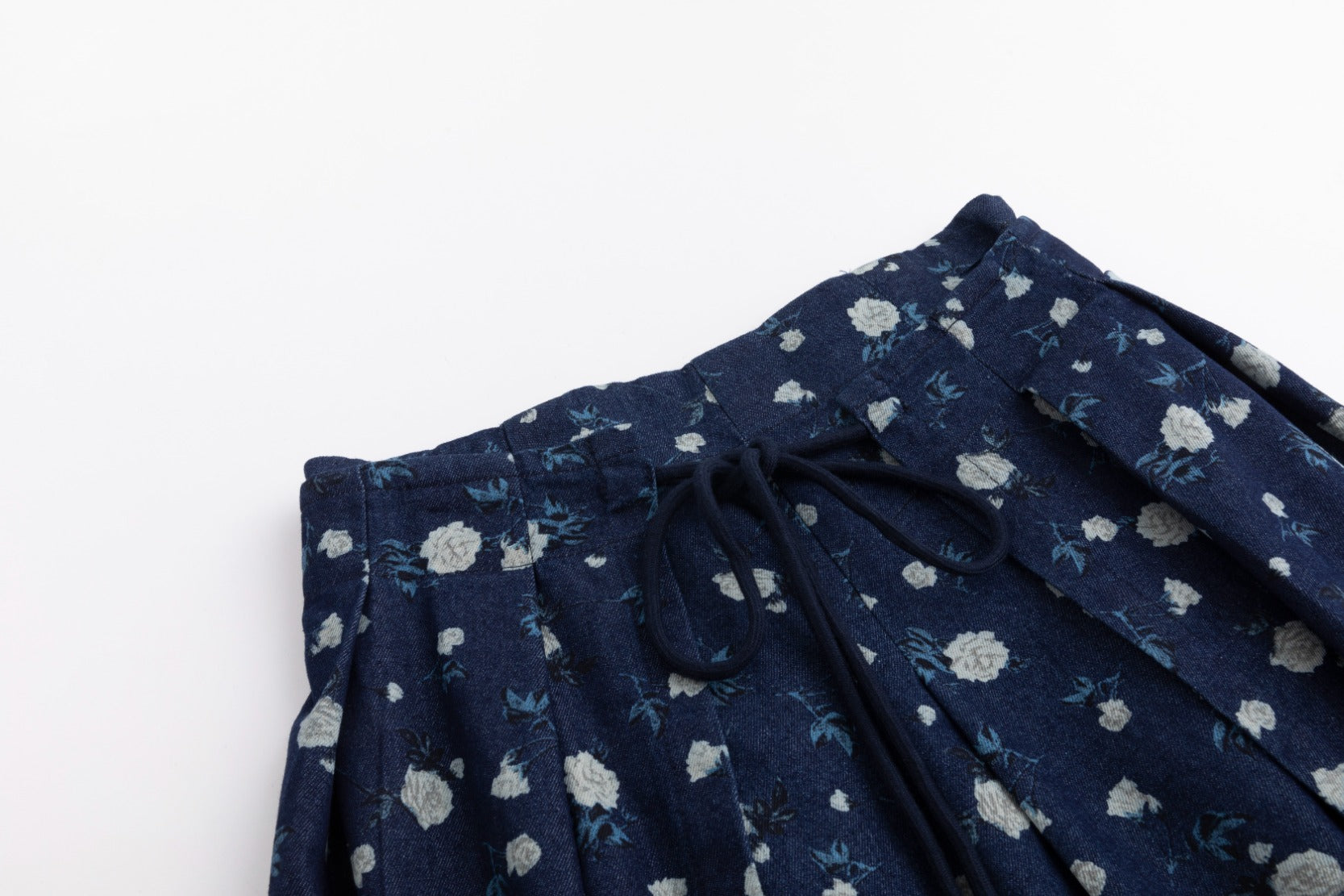 Navy Skirt With Ivory Floral Print