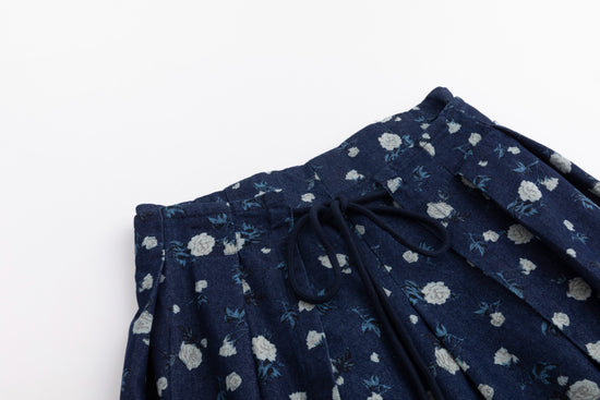 Navy Skirt With Ivory Floral Print