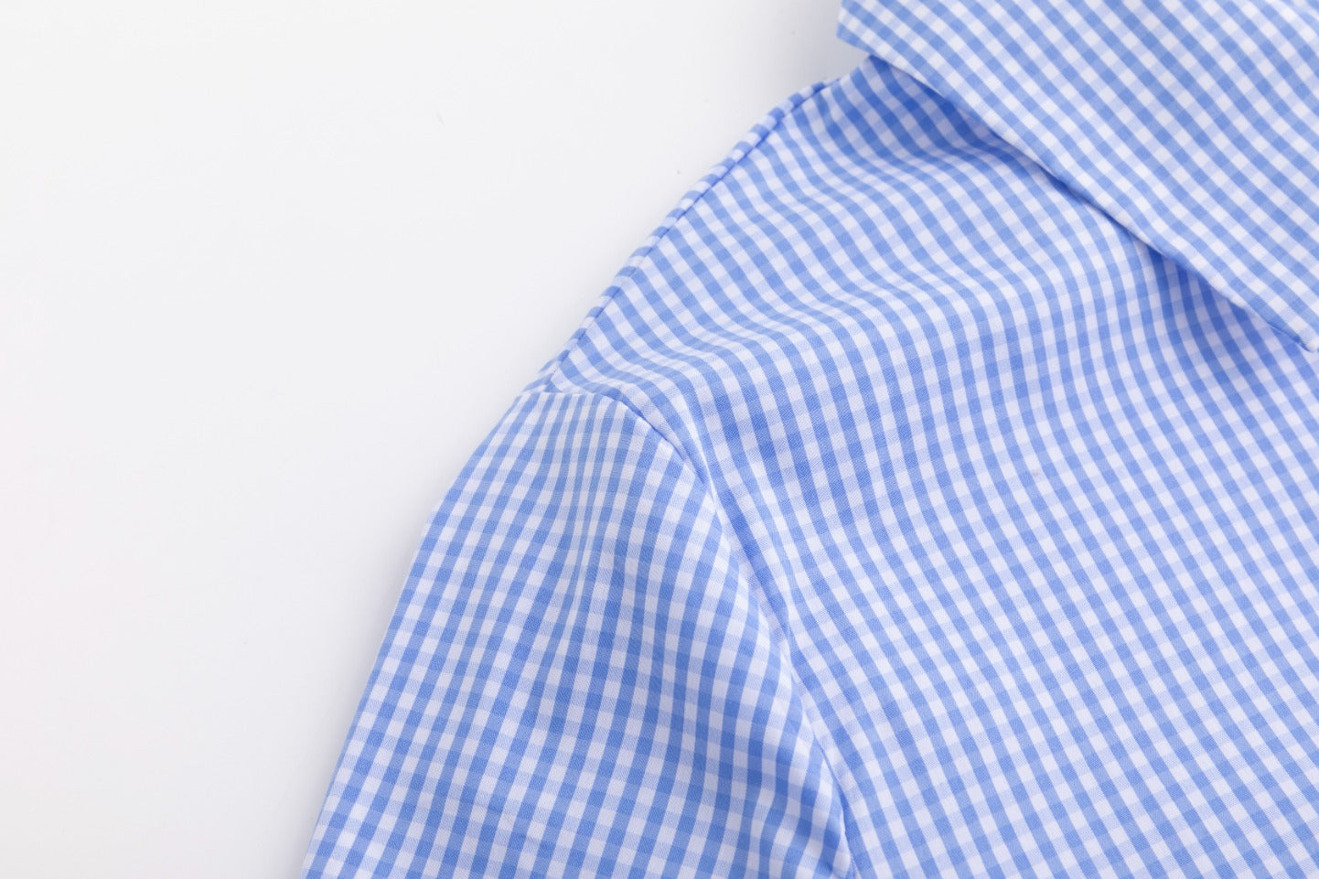 Embroidered Pocket Blue Mini Checkered Shirt