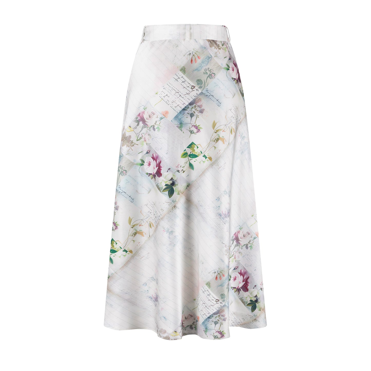 Patchwork Silk Belted Skirt