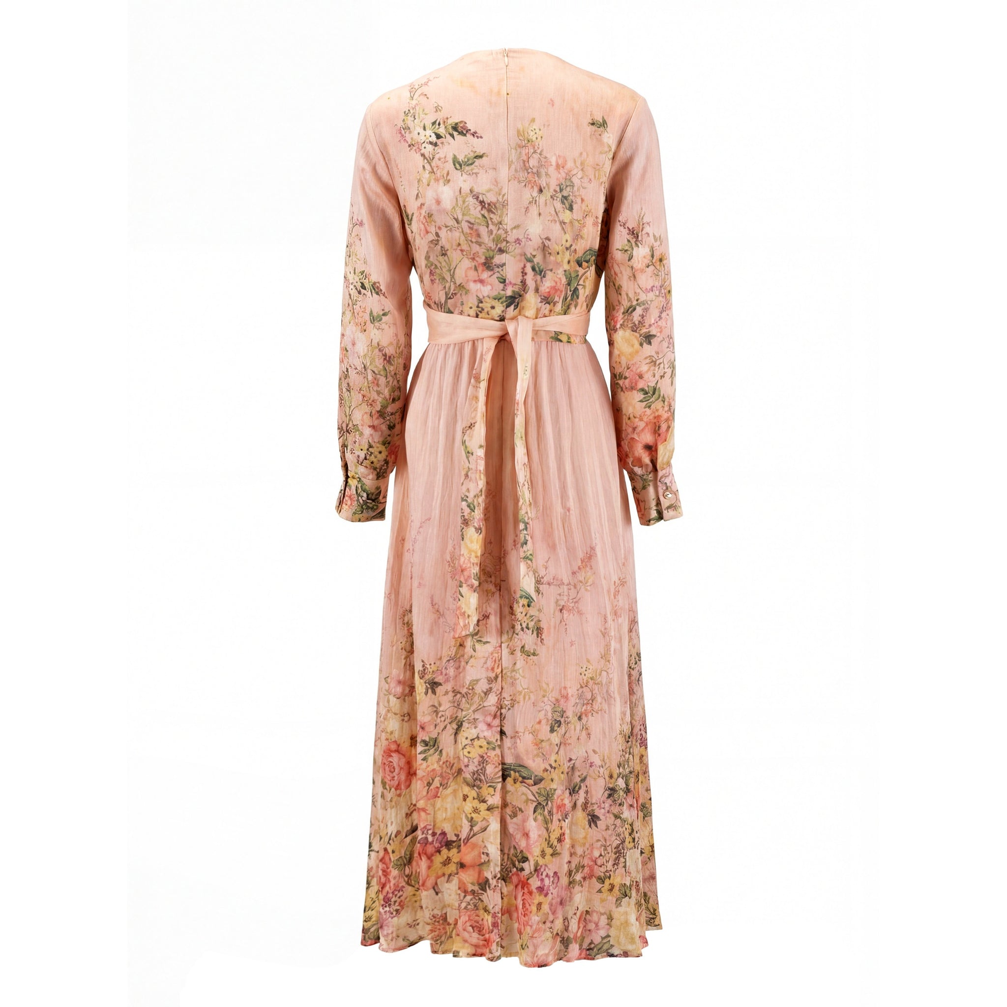 Pink Floral Linen Dress
