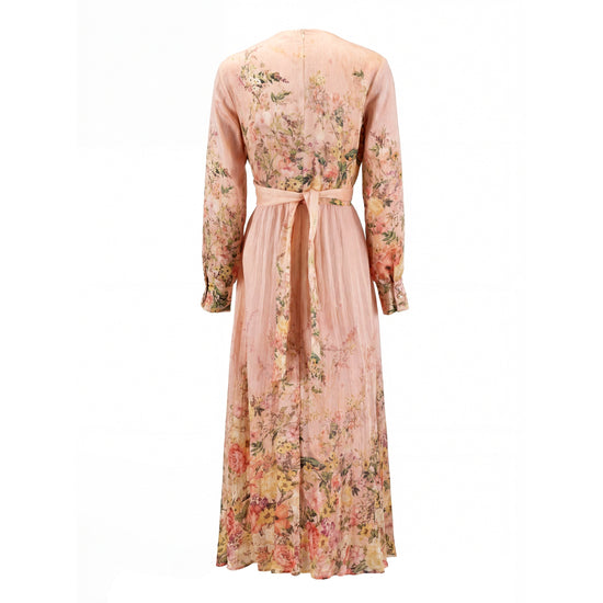 Pink Floral Linen Dress
