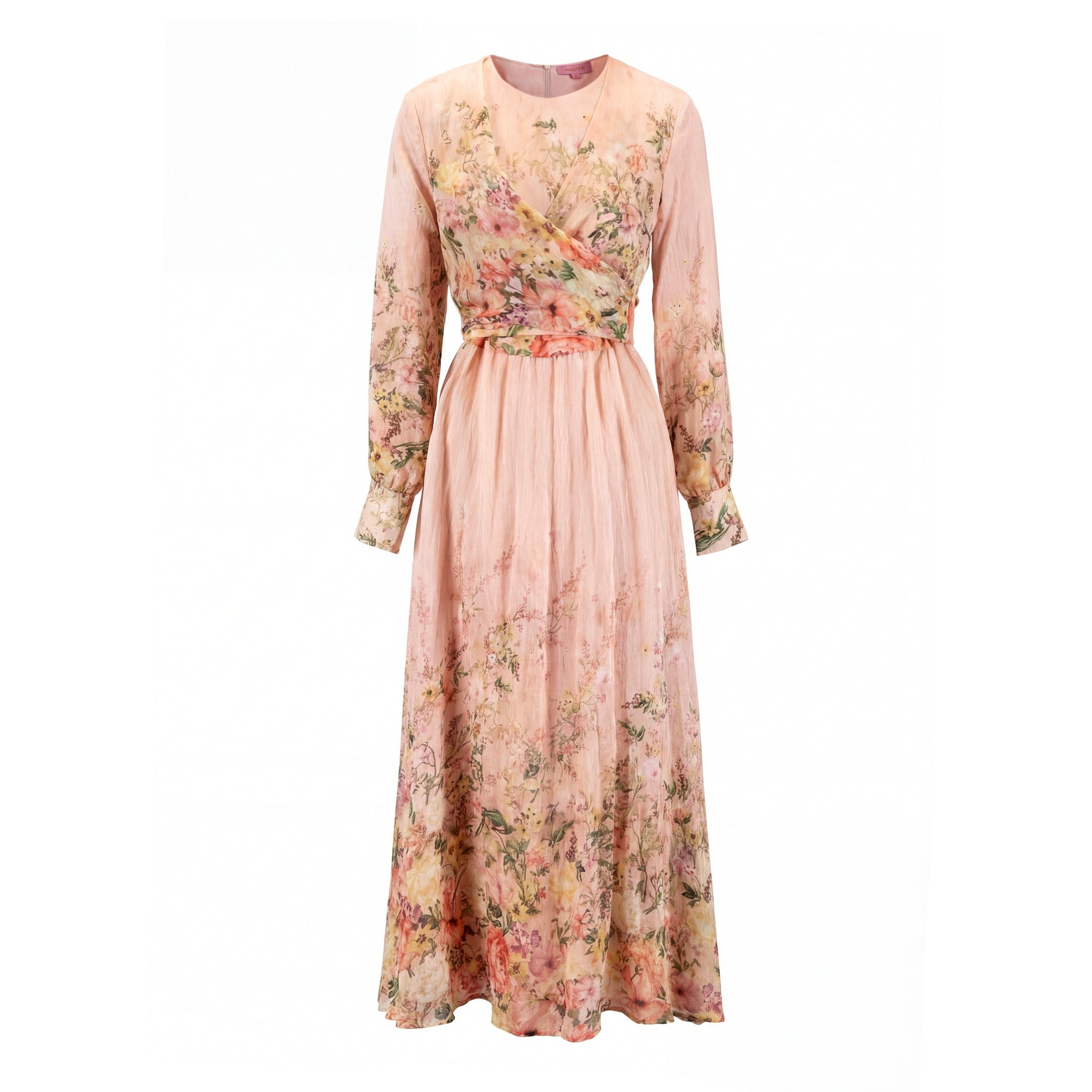 Pink Floral Linen Dress