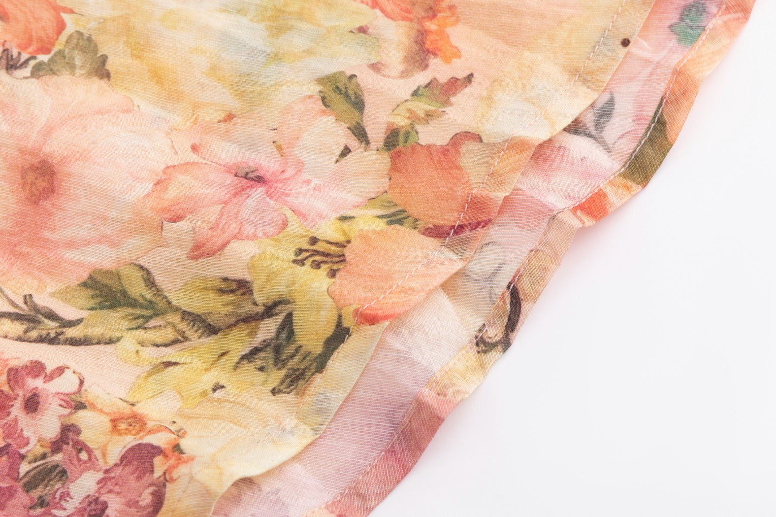 Pink Floral Linen Dress