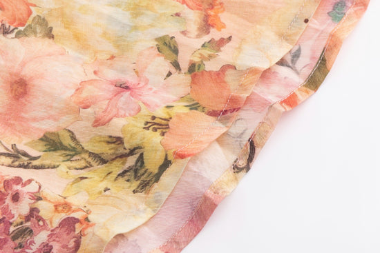 Pink Floral Linen Dress