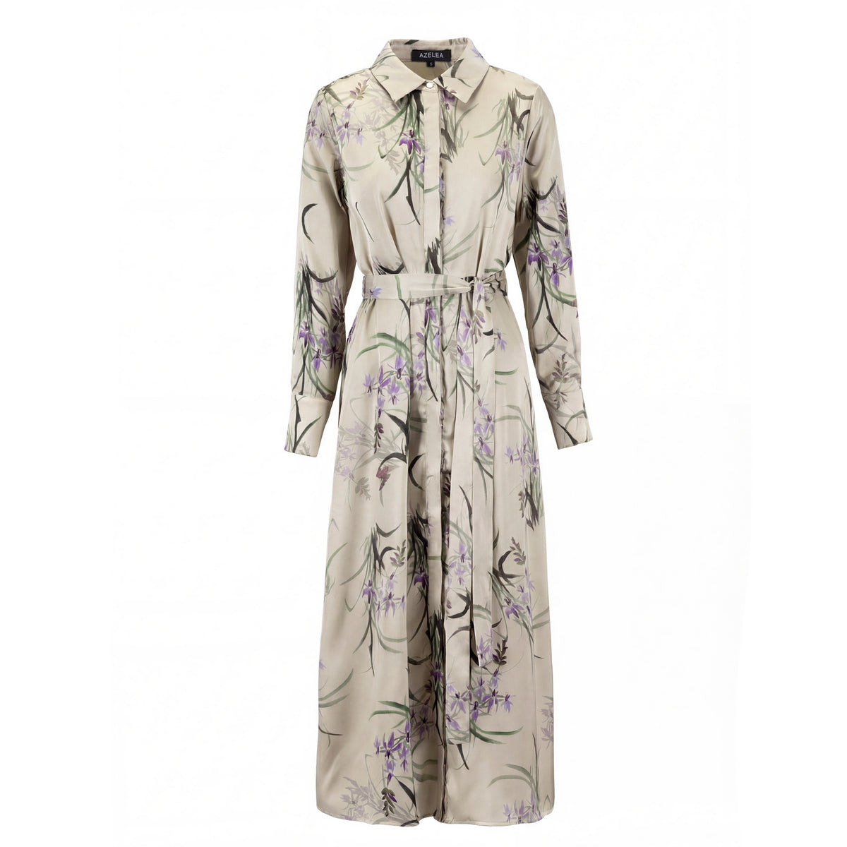 Floral Button-Front Dress With A Soft Drape And Tie Waist. – The Runway ...