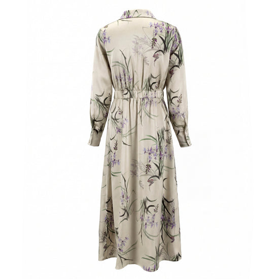Floral Button-Front Dress With A Soft Drape And Tie Waist.