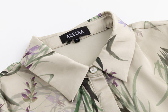 Floral Button-Front Dress With A Soft Drape And Tie Waist.