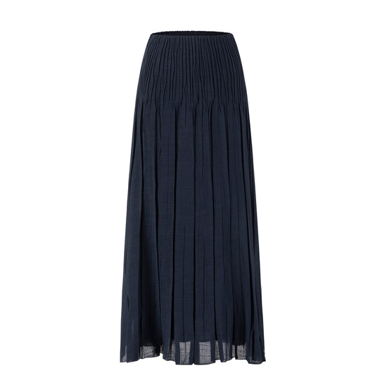 Pleated Chiffon Skirt - Dark Blue