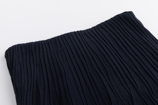 Pleated Chiffon Skirt - Dark Blue