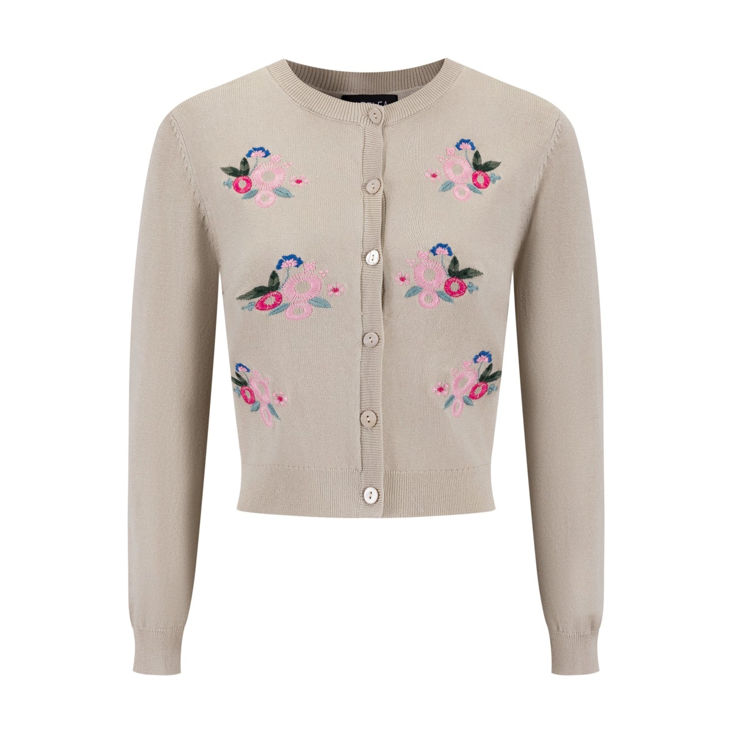 Knit Pink Embroidered Cardigan - Mauve