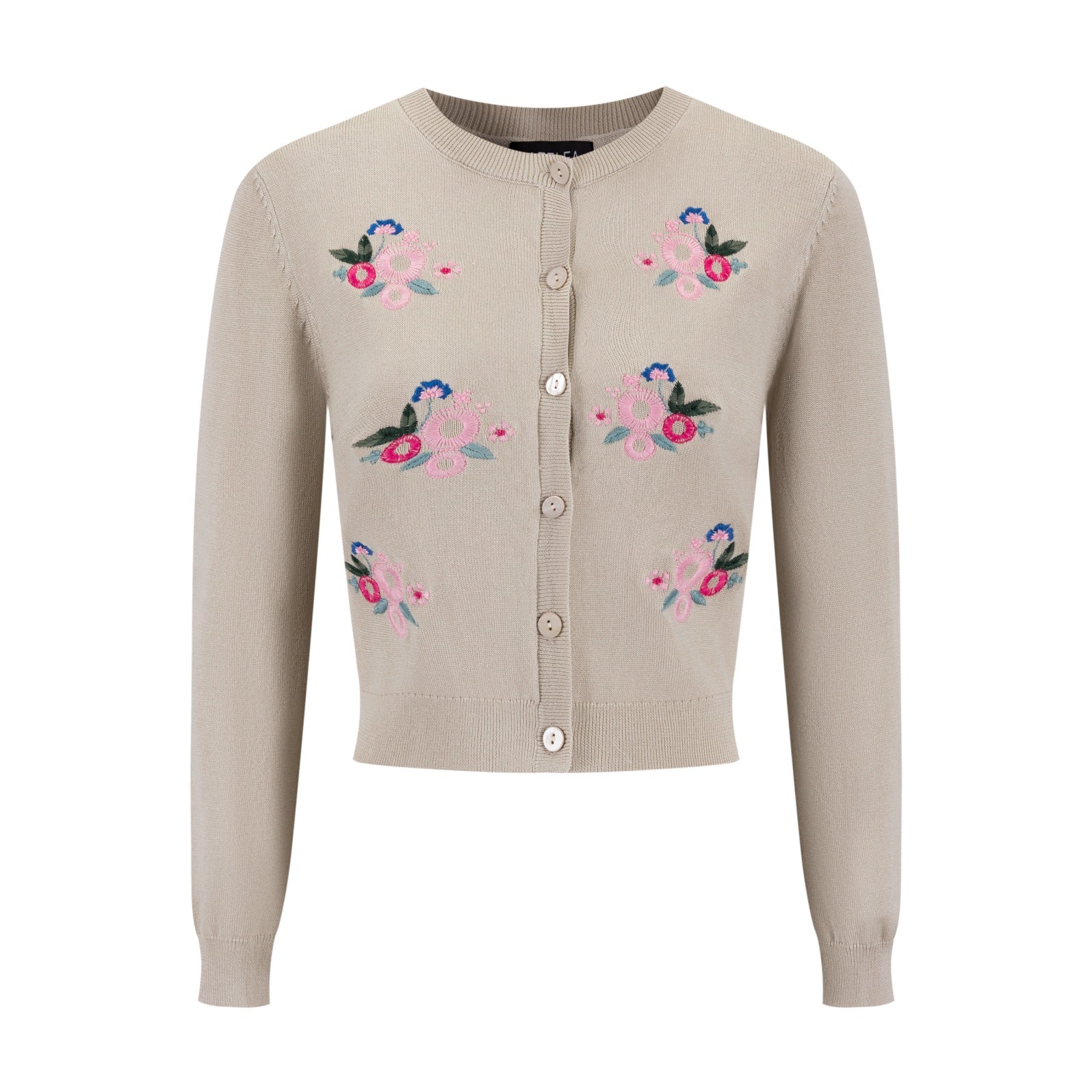 Knit Pink Embroidered Cardigan - Mauve