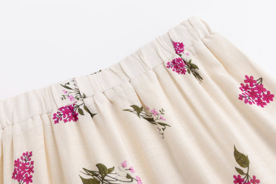 Raspberry Cluster Floral Skirt - Ivory