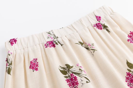 Raspberry Cluster Floral Skirt - Ivory