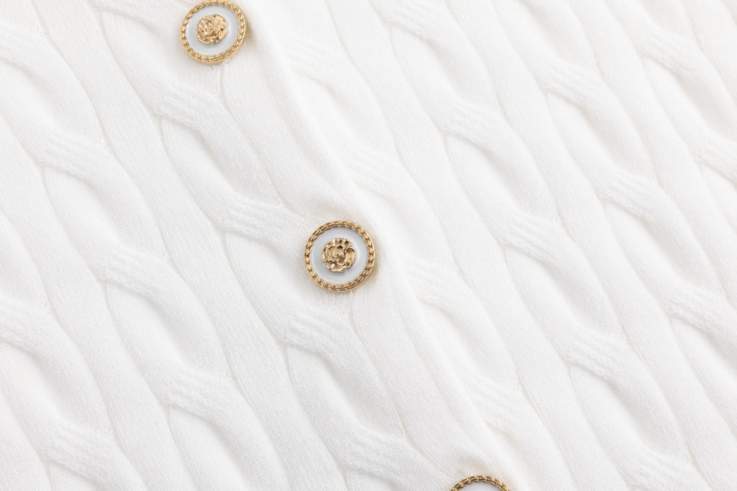 Cable Knit Cardigan With Detailed Buttons - Ivory
