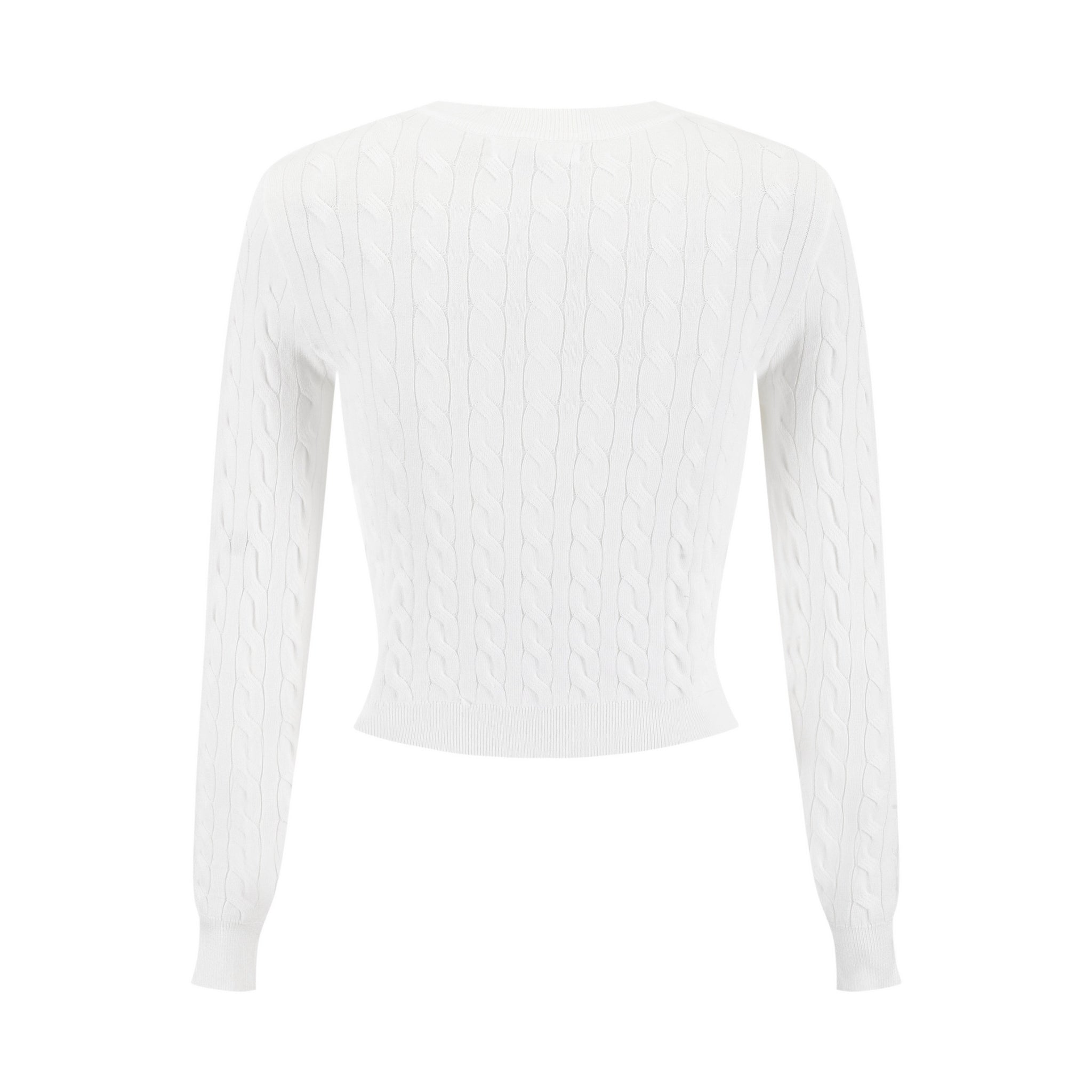 Cable Knit Cardigan With Detailed Buttons - Ivory
