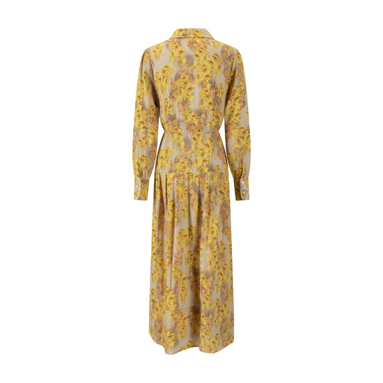 Yellow Abstract Print Dress