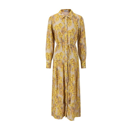 Yellow Abstract Print Dress