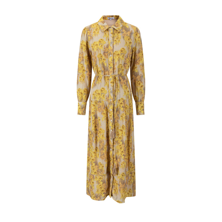 Yellow Abstract Print Dress