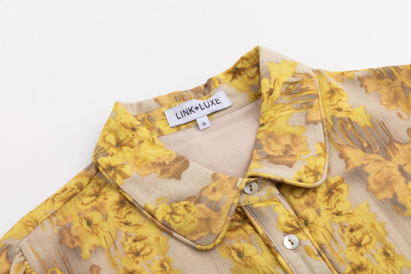 Yellow Abstract Print Dress