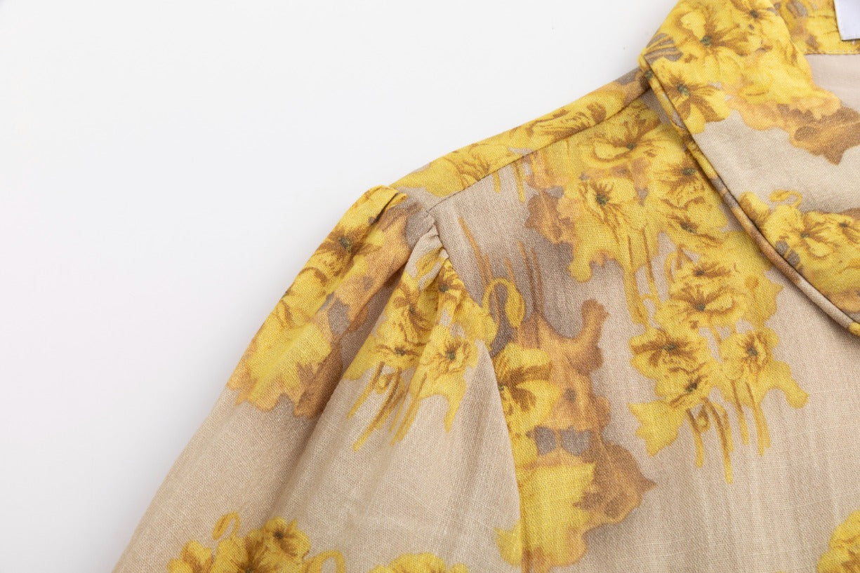 Yellow Abstract Print Dress