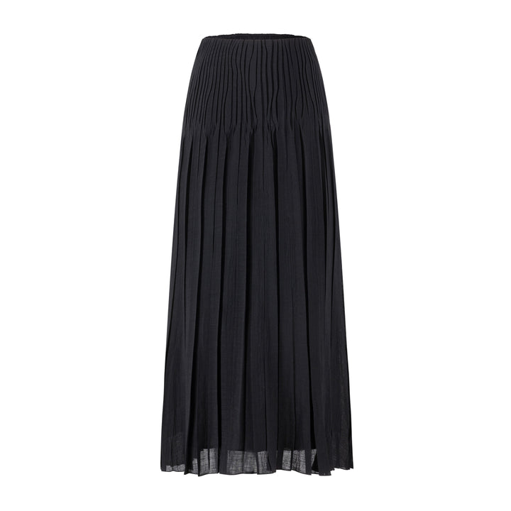 Pleated Chiffon Skirt - Black