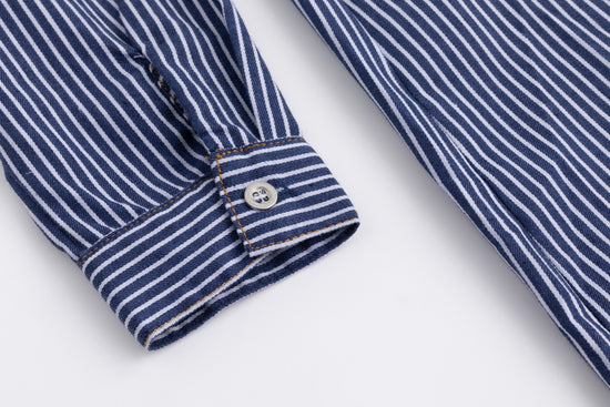 Navy And White Pinstriped Dress